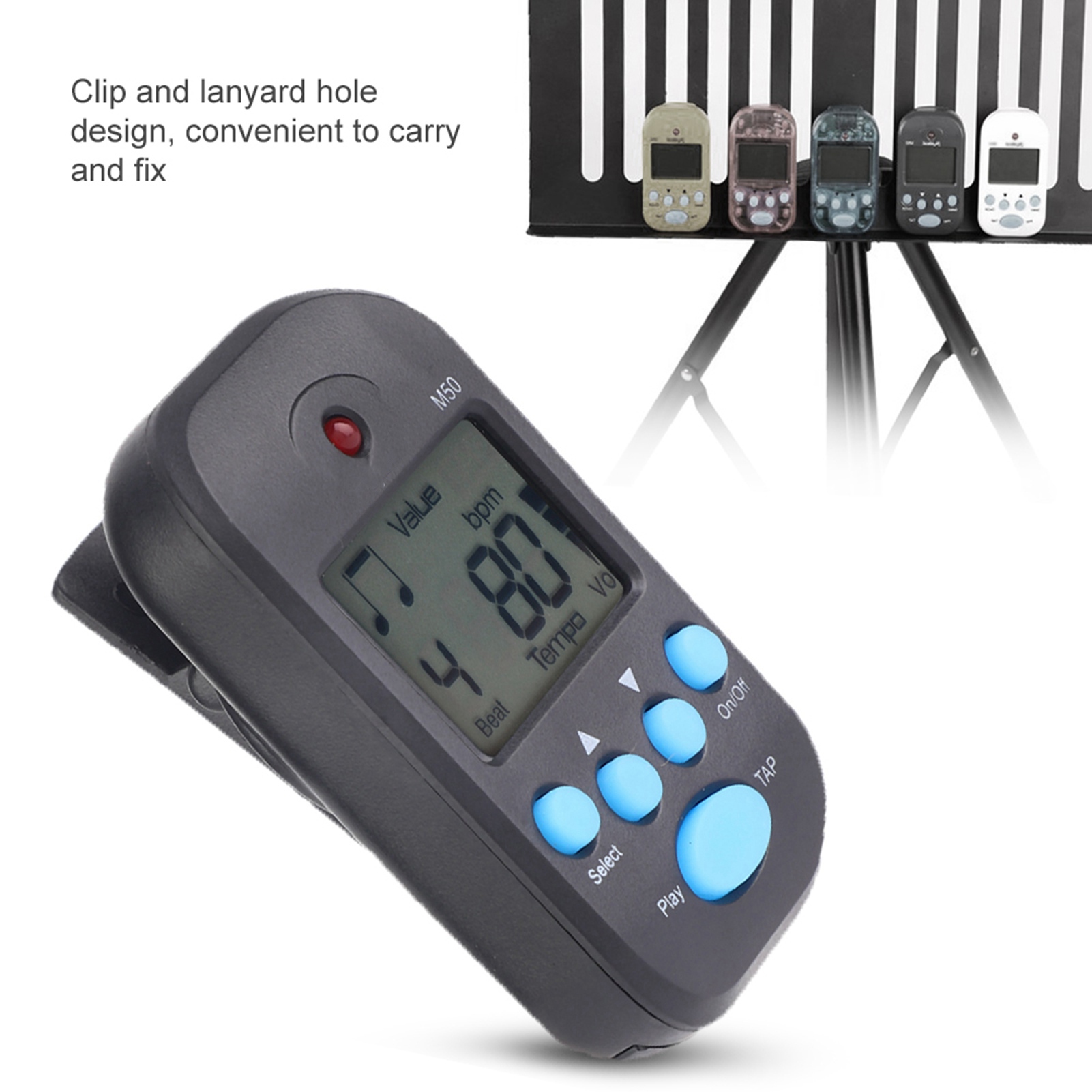 Metronome Digital - Mini metrônomo profissional clip-on lcd digital